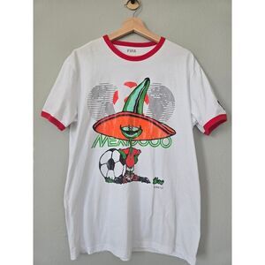 FIFA Classic Mexico Graphic Tee White/Red Soccer Shirt World Cup Size S Loose